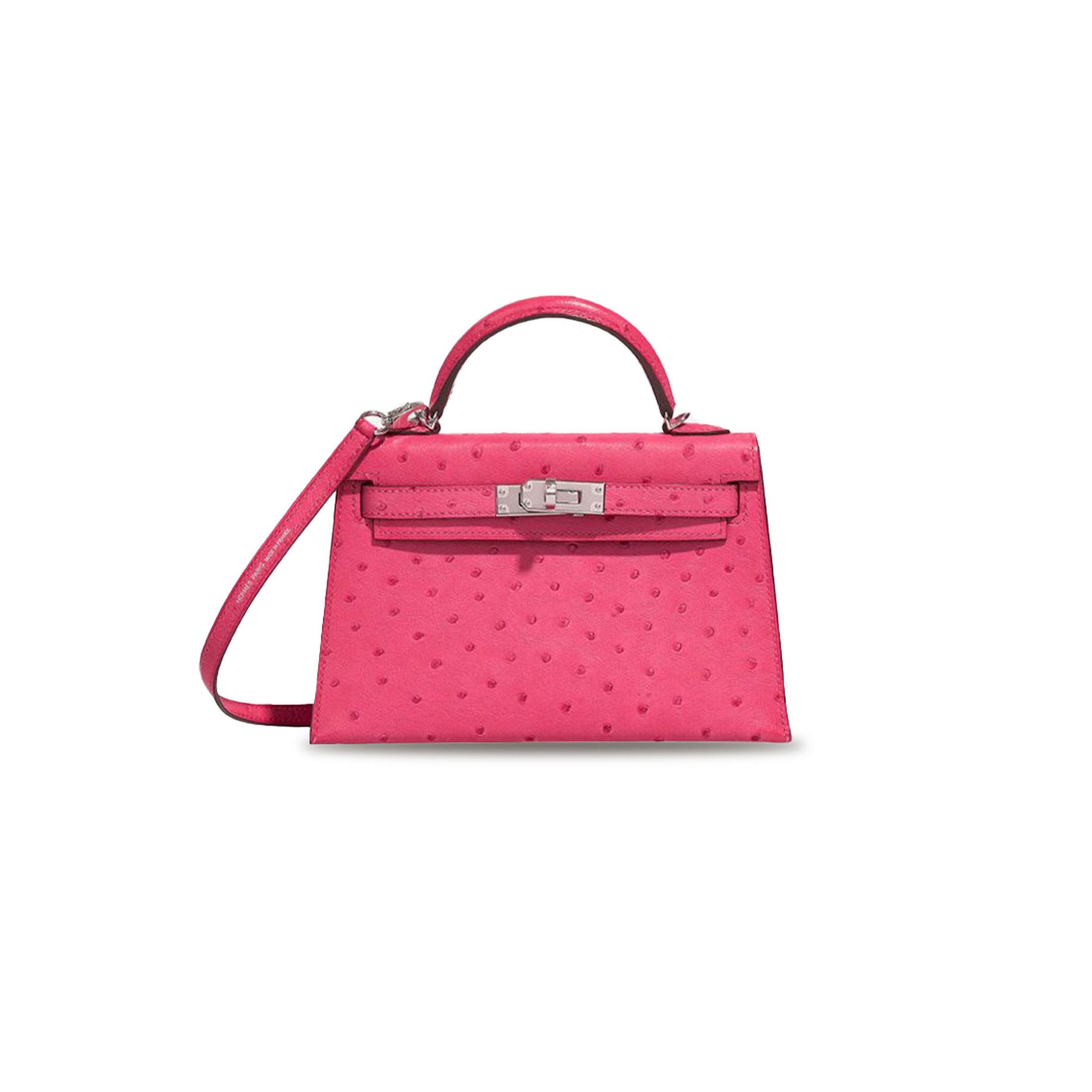 H**mes master mini kelly ii ostrich rose tyrien (19*12*5.5cm)
